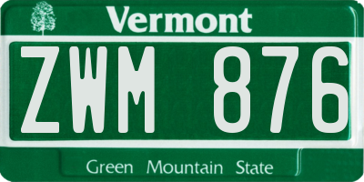 VT license plate ZWM876