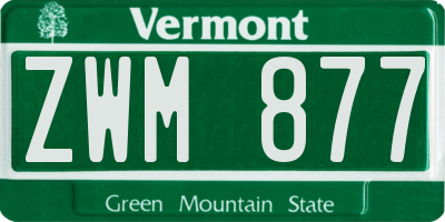 VT license plate ZWM877