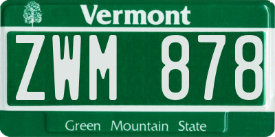 VT license plate ZWM878