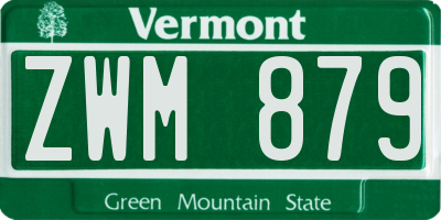 VT license plate ZWM879
