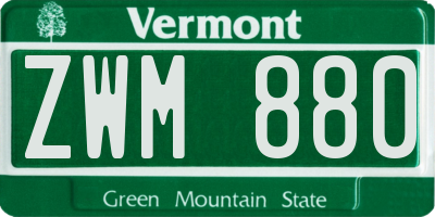 VT license plate ZWM880