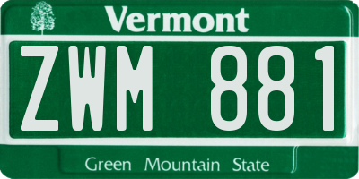 VT license plate ZWM881