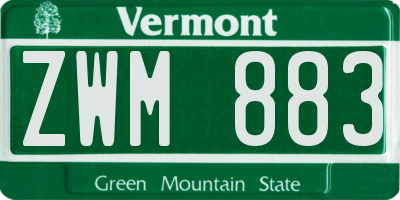 VT license plate ZWM883