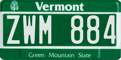 VT license plate ZWM884