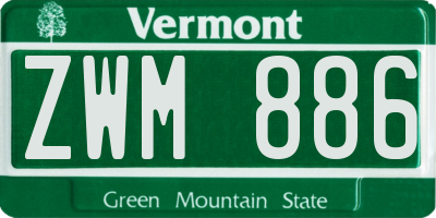 VT license plate ZWM886