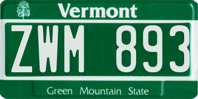 VT license plate ZWM893