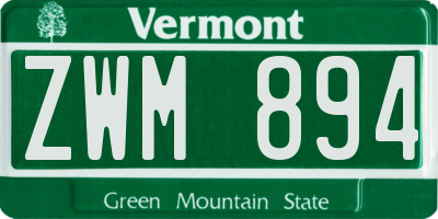 VT license plate ZWM894