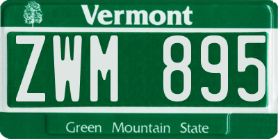 VT license plate ZWM895