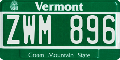 VT license plate ZWM896