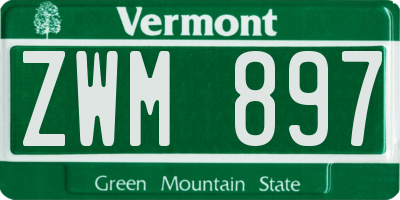 VT license plate ZWM897