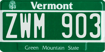 VT license plate ZWM903