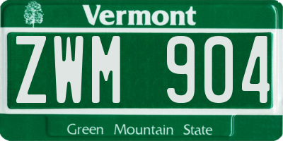 VT license plate ZWM904