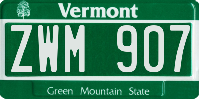 VT license plate ZWM907