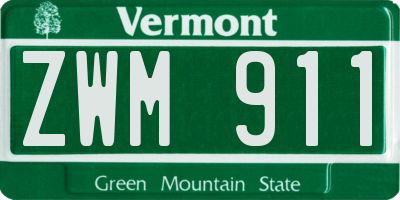VT license plate ZWM911