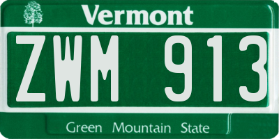 VT license plate ZWM913
