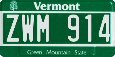 VT license plate ZWM914