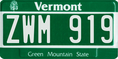 VT license plate ZWM919
