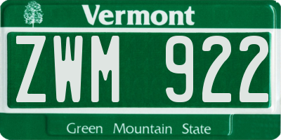 VT license plate ZWM922