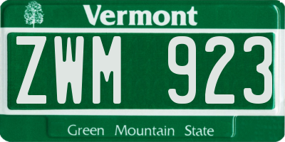 VT license plate ZWM923