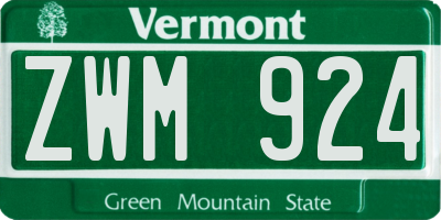 VT license plate ZWM924