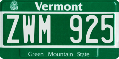 VT license plate ZWM925