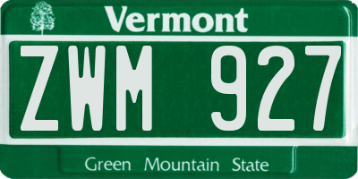 VT license plate ZWM927