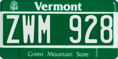 VT license plate ZWM928