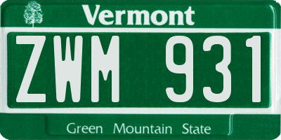 VT license plate ZWM931