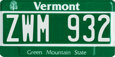 VT license plate ZWM932