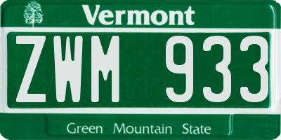 VT license plate ZWM933
