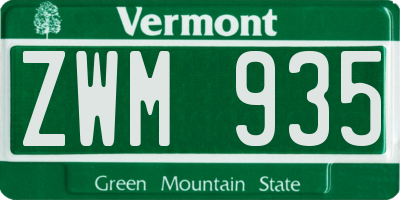 VT license plate ZWM935