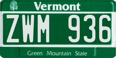 VT license plate ZWM936
