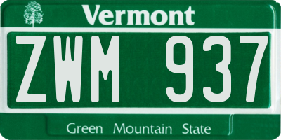 VT license plate ZWM937
