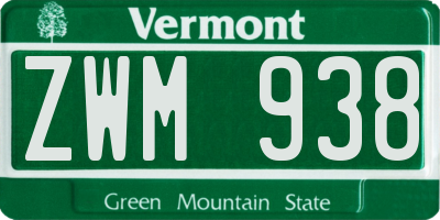 VT license plate ZWM938