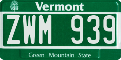VT license plate ZWM939