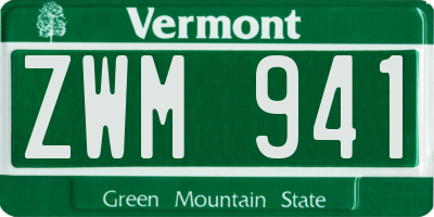 VT license plate ZWM941