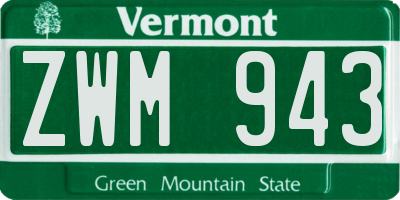 VT license plate ZWM943