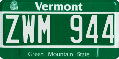 VT license plate ZWM944