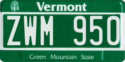 VT license plate ZWM950