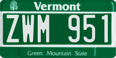 VT license plate ZWM951