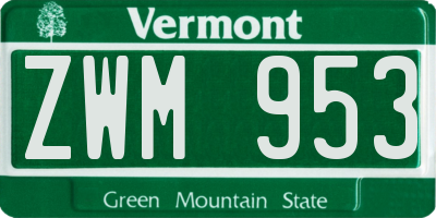 VT license plate ZWM953