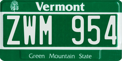VT license plate ZWM954