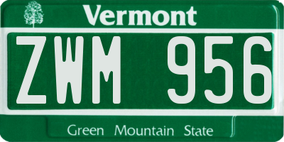 VT license plate ZWM956