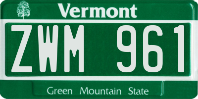VT license plate ZWM961