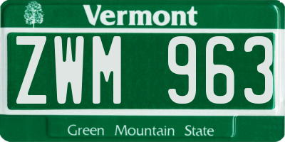 VT license plate ZWM963