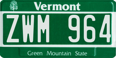 VT license plate ZWM964