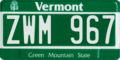 VT license plate ZWM967