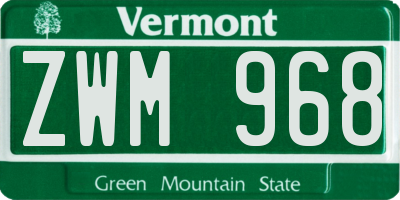 VT license plate ZWM968
