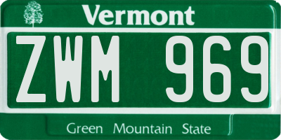 VT license plate ZWM969