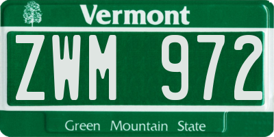 VT license plate ZWM972